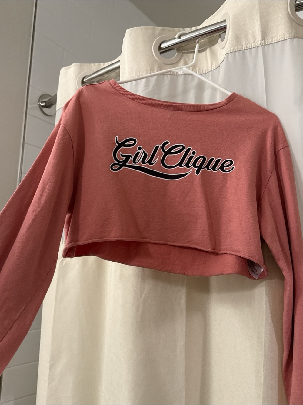 Girl Clique Cropped Long-Sleeve Top - Dusty Rose